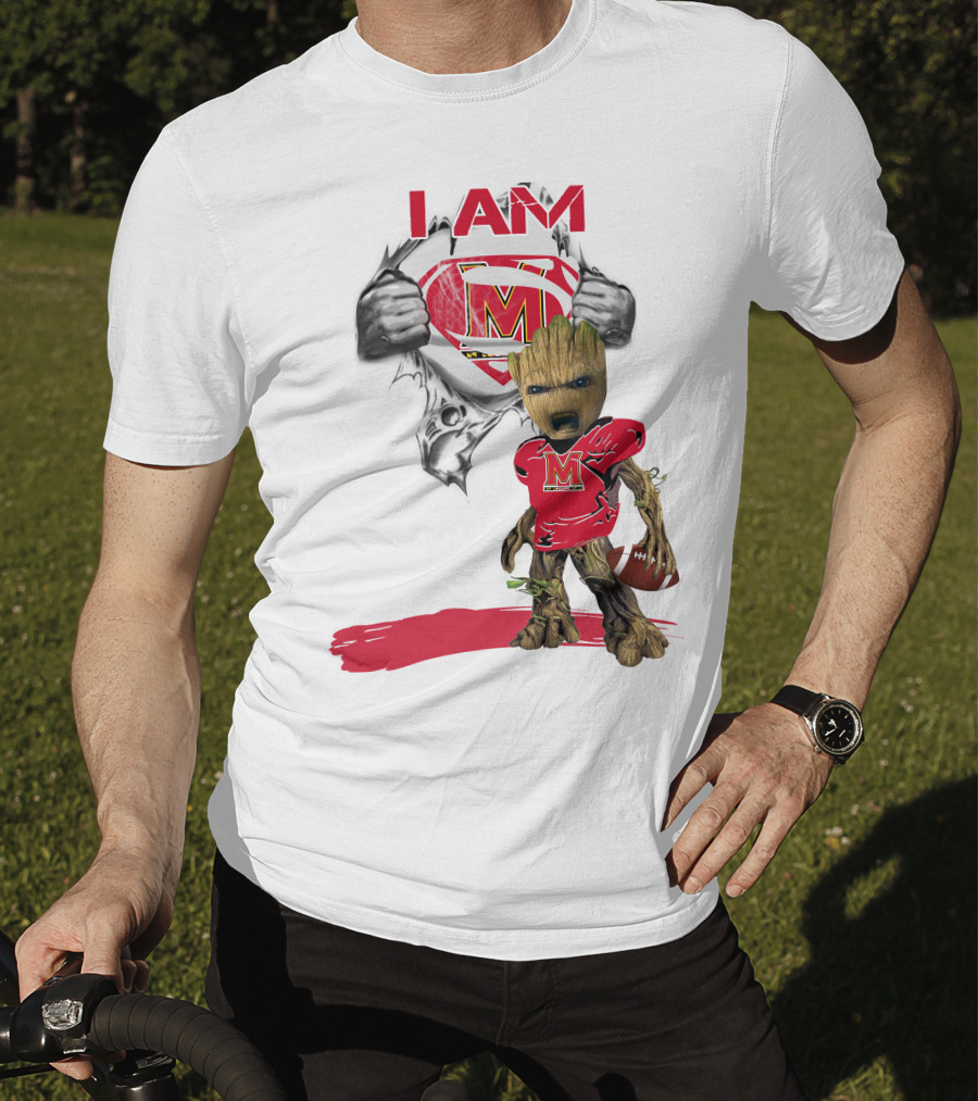 I Am Maryland Baby Groot Football Superman T-Shirt