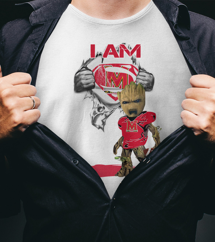 I Am Maryland Baby Groot Football Superman T-Shirt