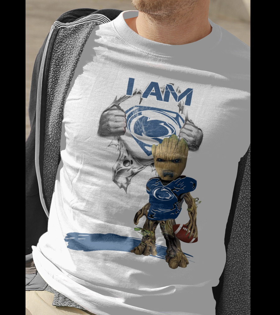 I Am Baby Groot Penn State Football Holding Superman T-Shirt