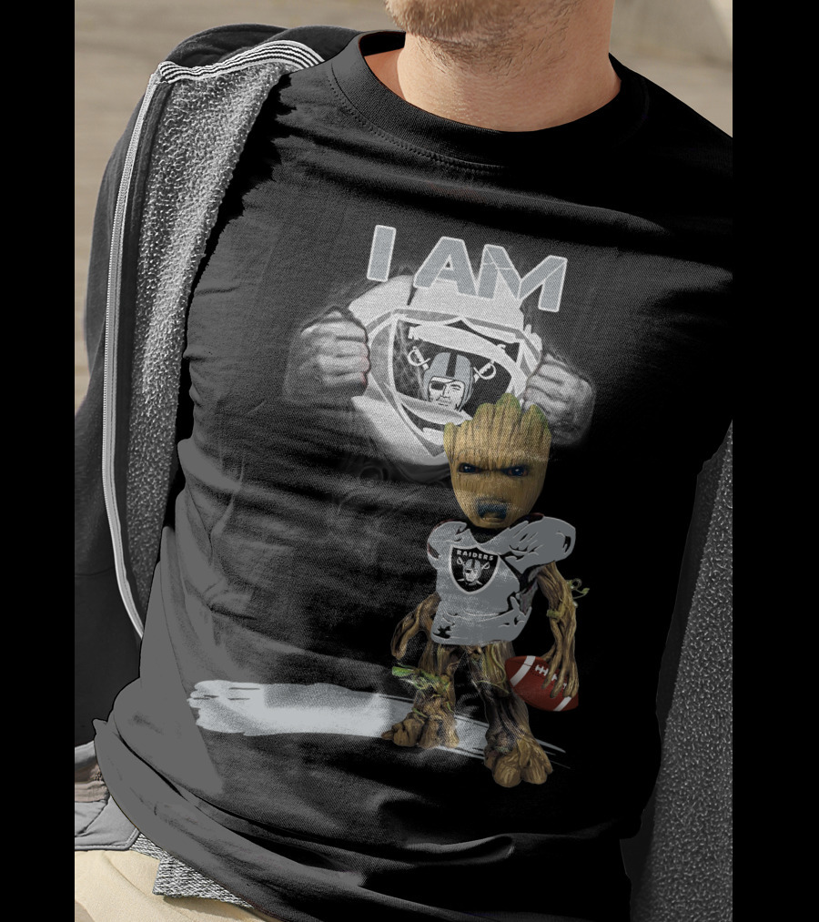 Raiders Baby Groot I Am Superman NFL Football T-Shirt