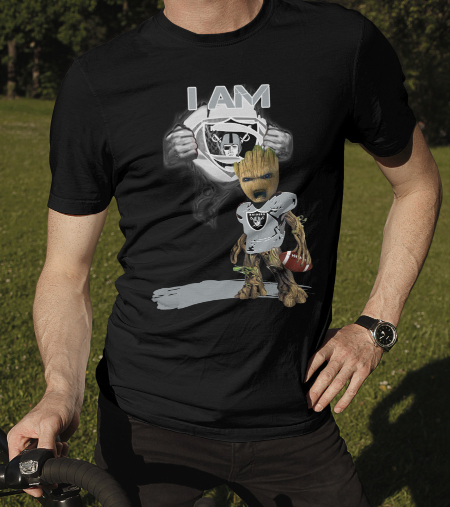 Raiders Baby Groot I Am Superman NFL Football T-Shirt