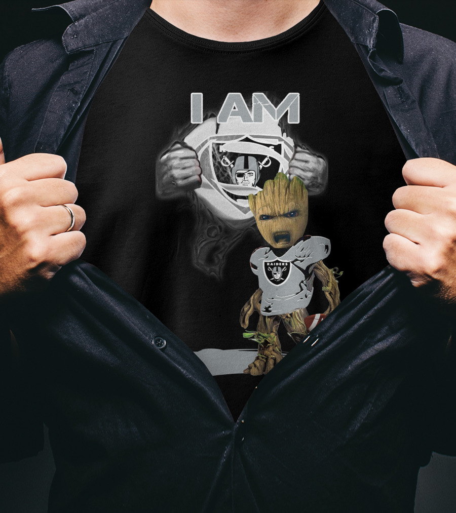 Raiders Baby Groot I Am Superman NFL Football T-Shirt