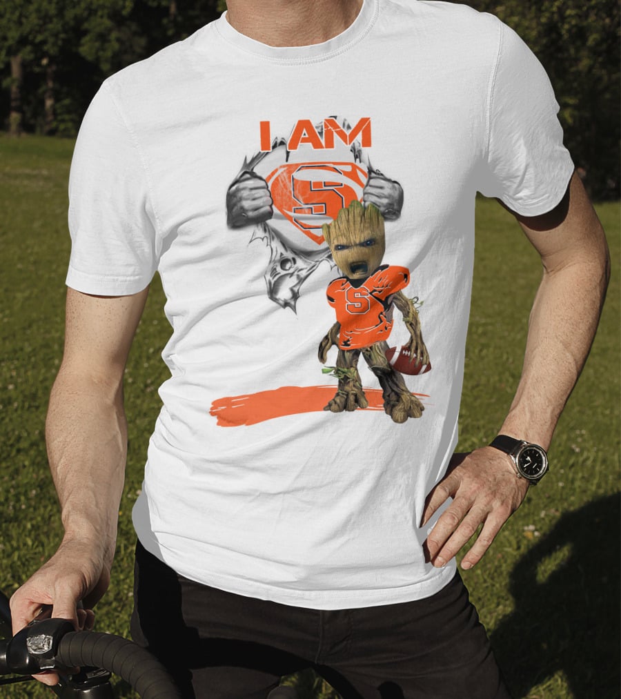 I Am Syracuse Baby Groot Superman Football T-Shirt