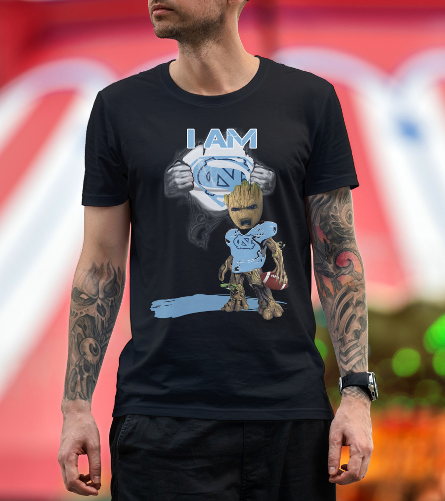 I AM Tarheel Baby Groot Superman T-Shirt