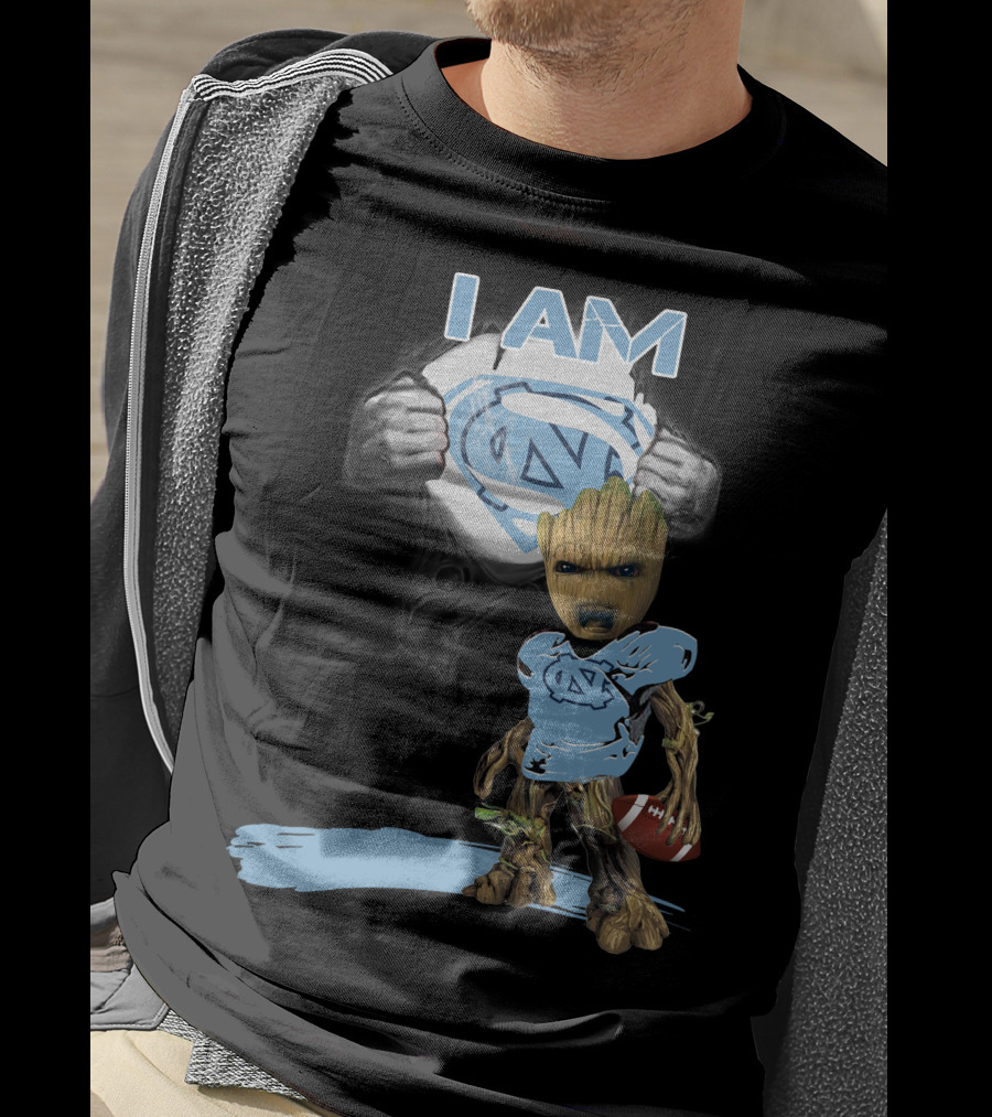 I AM Tarheel Baby Groot Superman T-Shirt