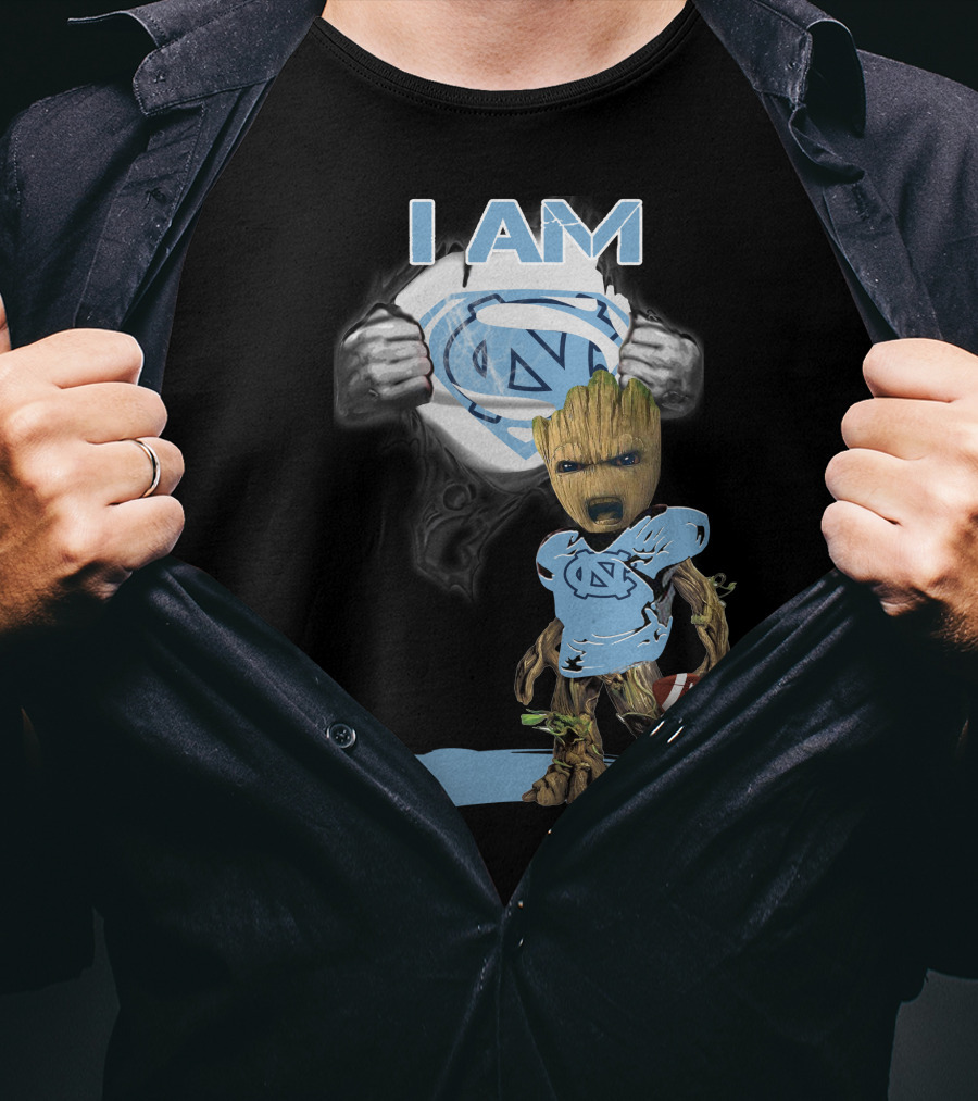 I AM Tarheel Baby Groot Superman T-Shirt
