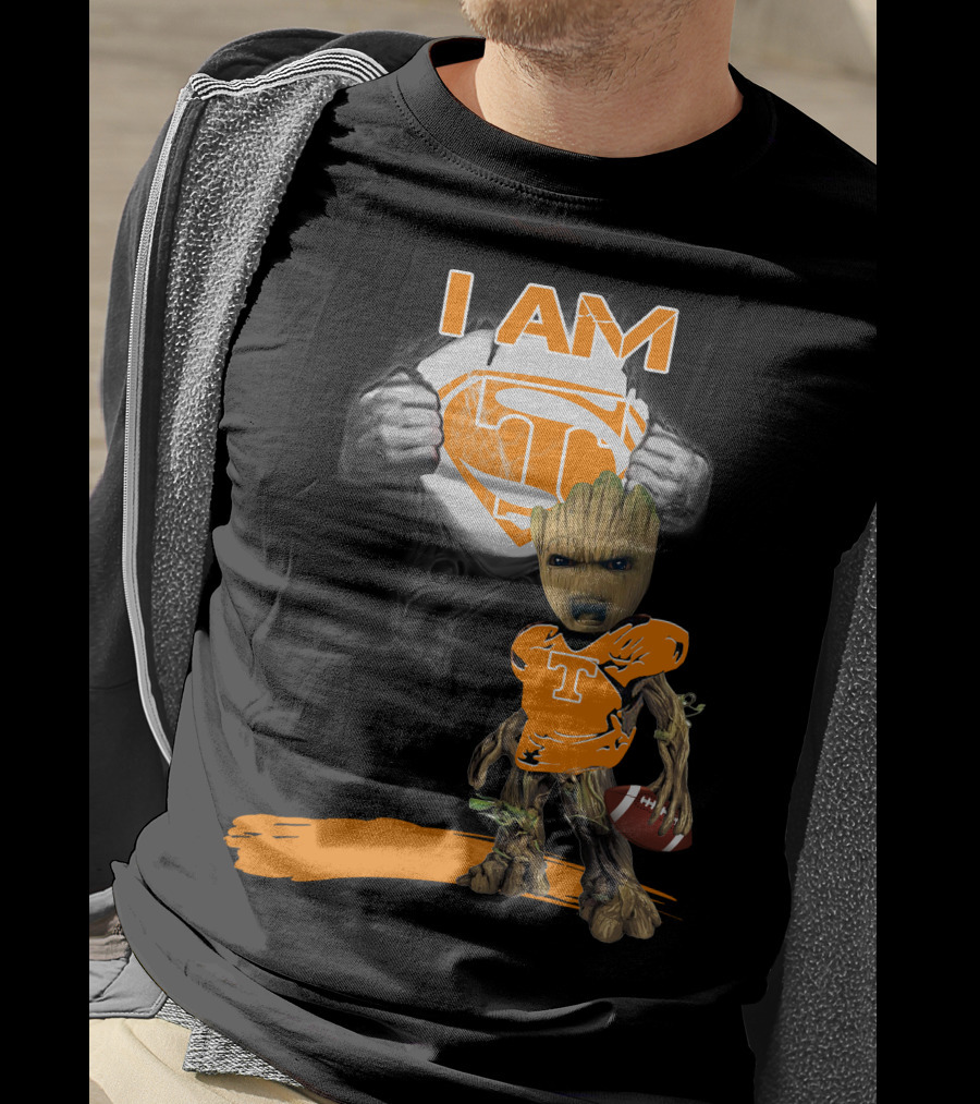 I Am Tennessee Baby Groot Superman Football T-Shirt