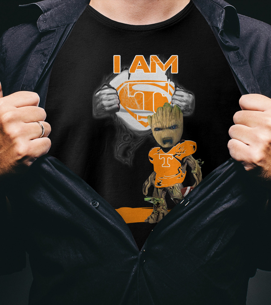 I Am Tennessee Baby Groot Superman Football T-Shirt