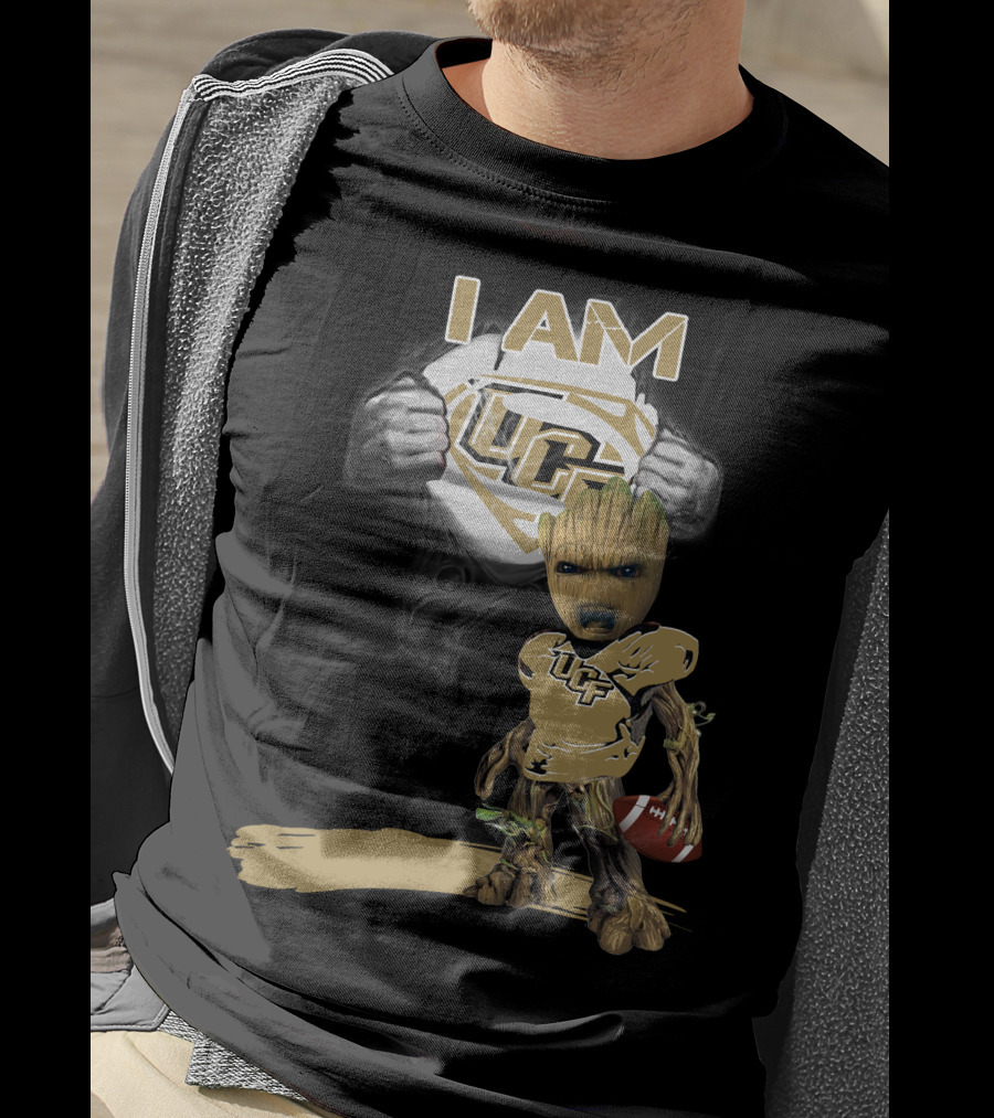 I AM UCF Baby Groot Football Superman T-Shirt