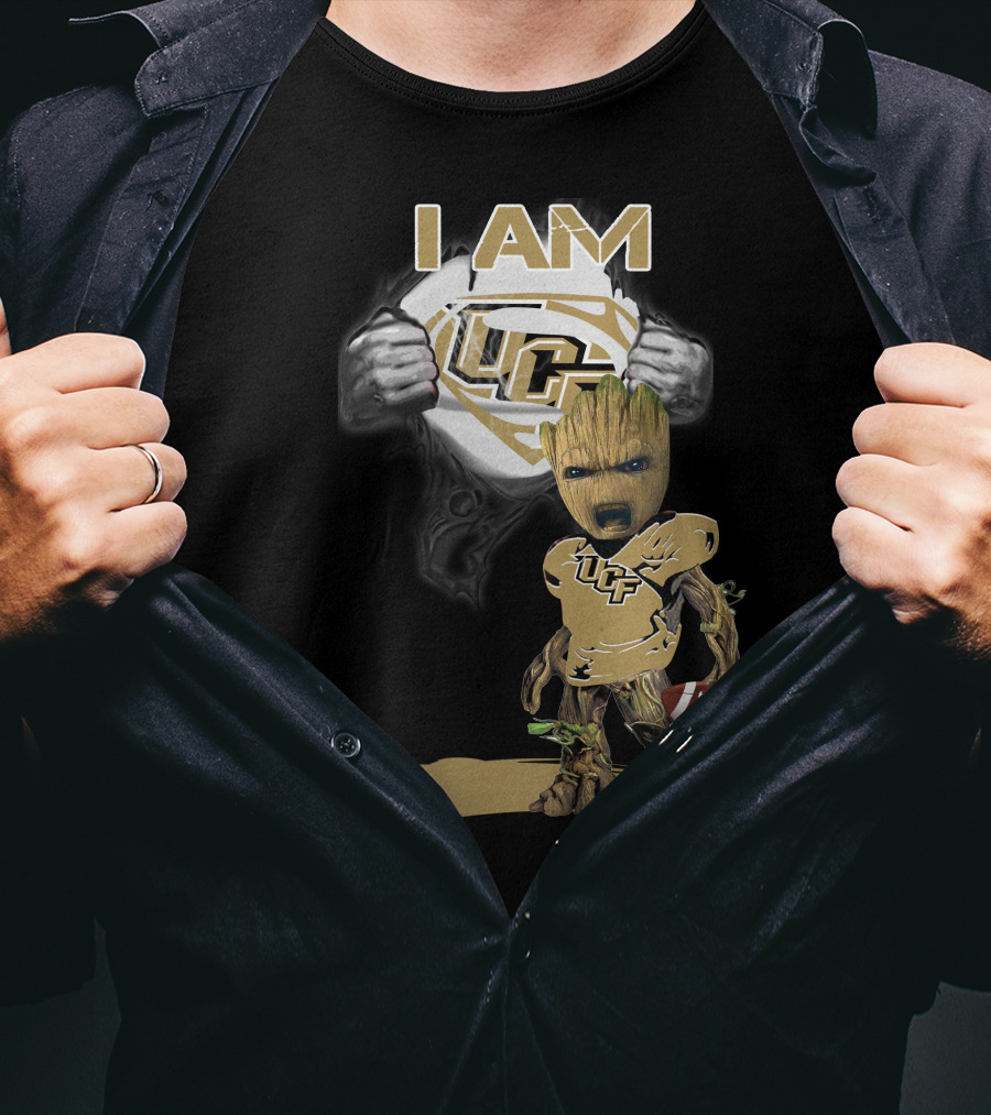 I AM UCF Baby Groot Football Superman T-Shirt