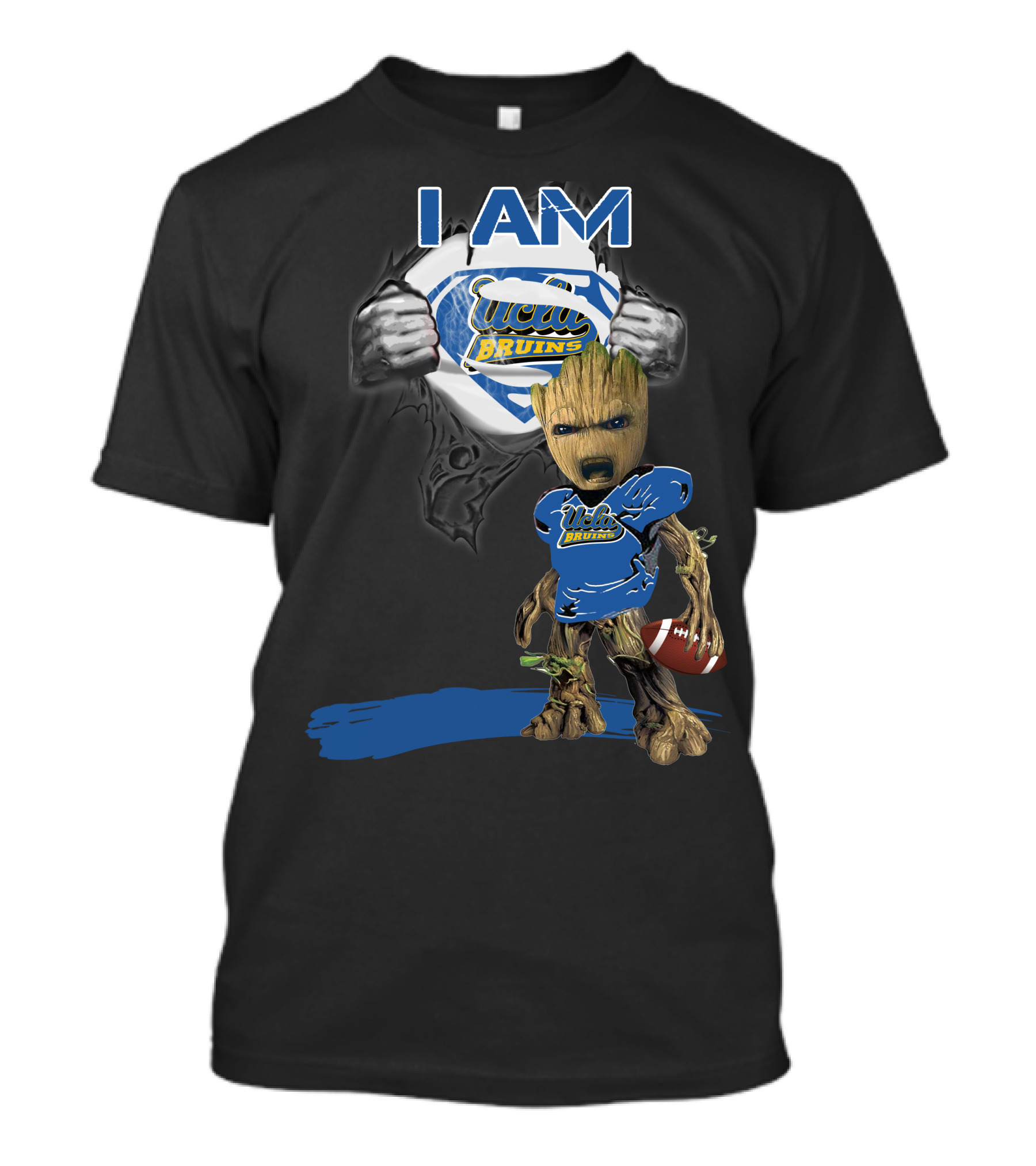 I Am UCLA Bruins Baby Groot Superman Football T-Shirt