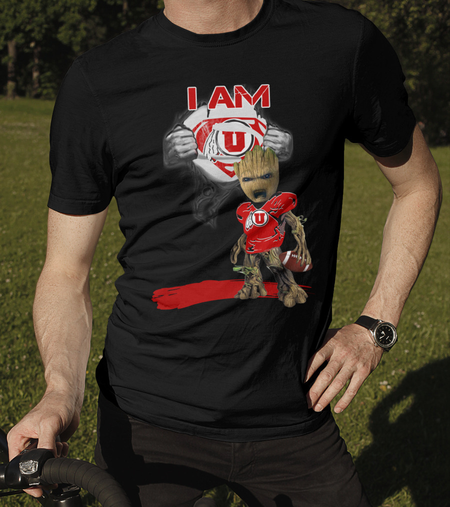 I Am Utes Baby Groot Superman Football T-Shirt