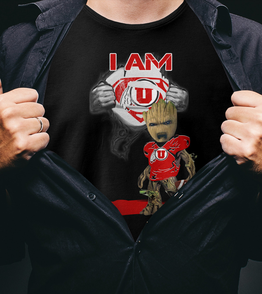 I Am Utes Baby Groot Superman Football T-Shirt