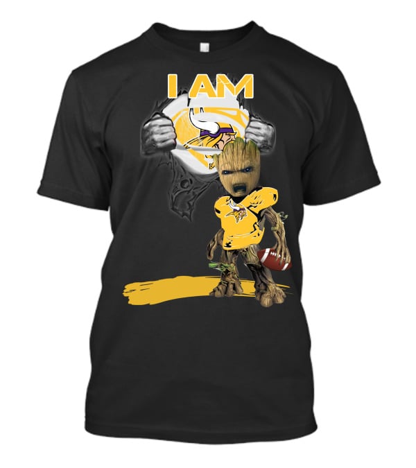 I AM Vikings Baby Groot Superman Football Fusion T-Shirt