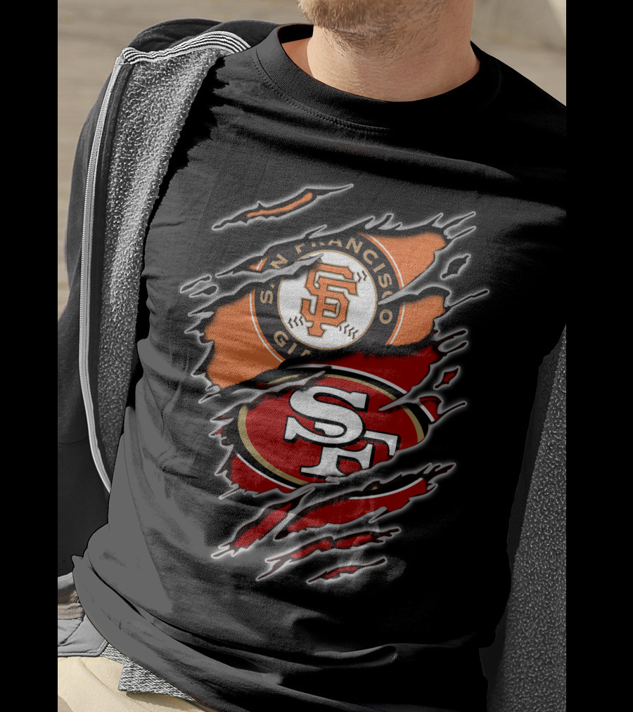 San Francisco Giants 49ers SF Logo Dual Team Claw Marks T-Shirt