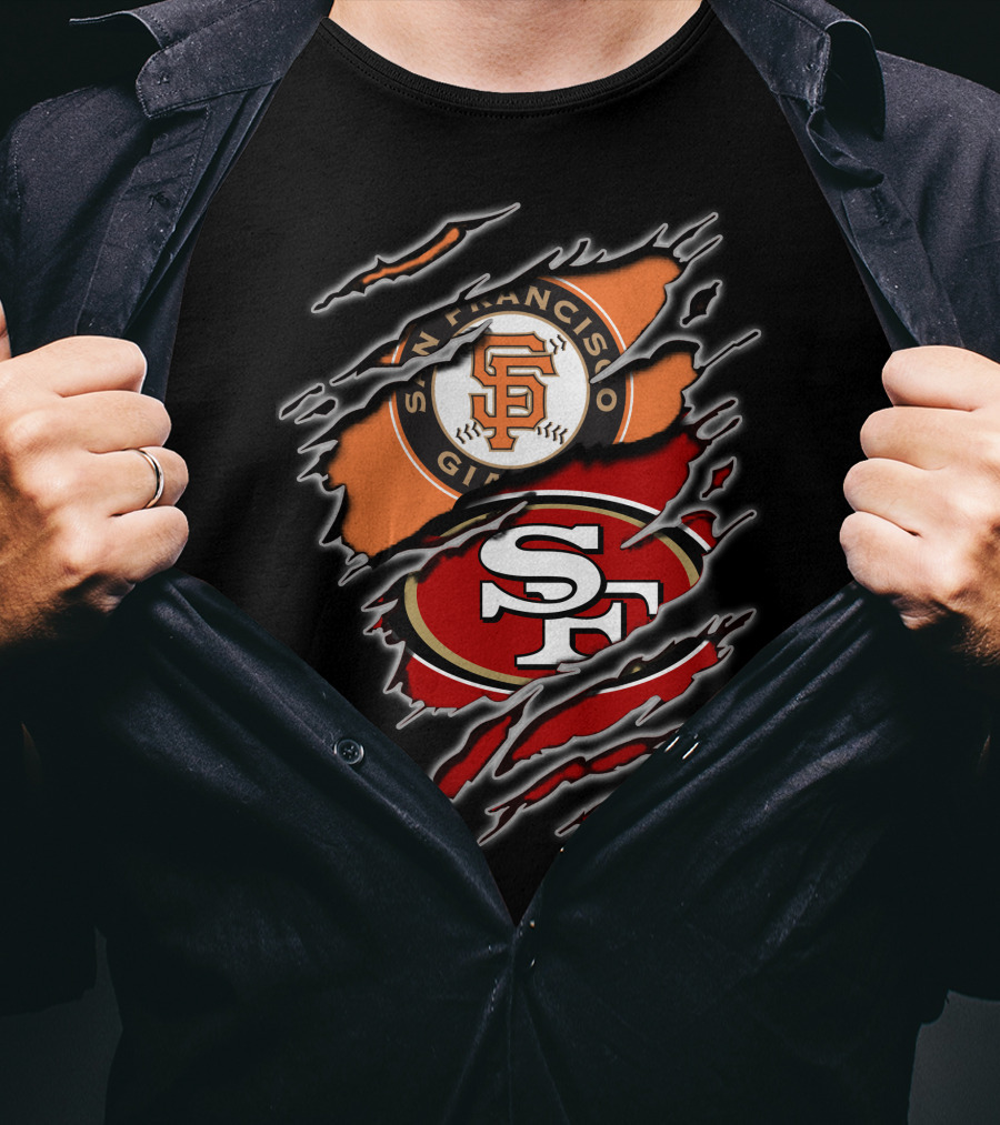 San Francisco Giants 49ers SF Logo Dual Team Claw Marks T-Shirt