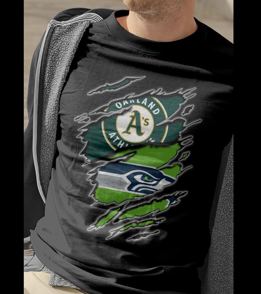 Oakland Athletics And Seahawks Split T-Shirt