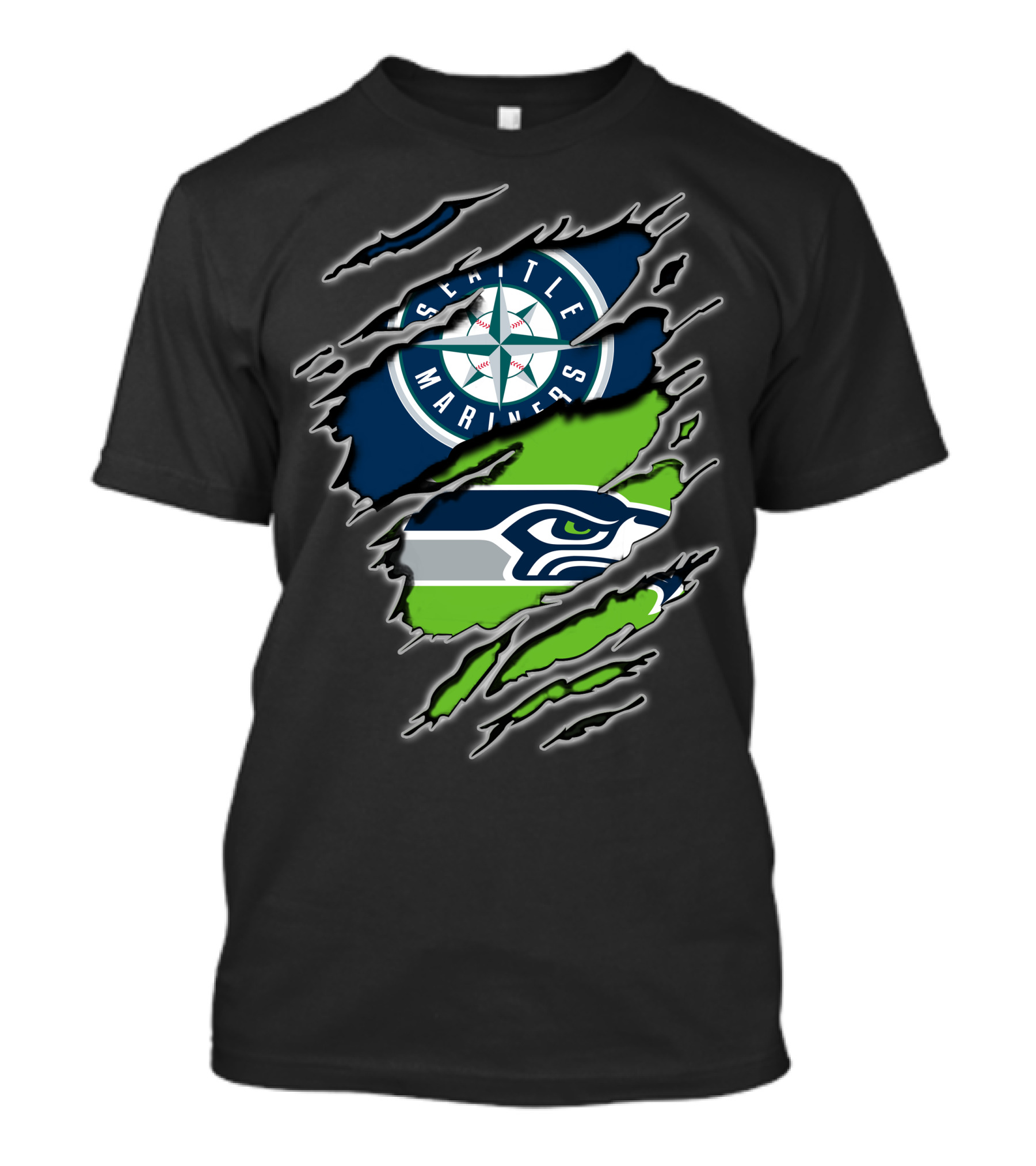 Seattle Seahawks Mariners Logo Claw Rip T-Shirt