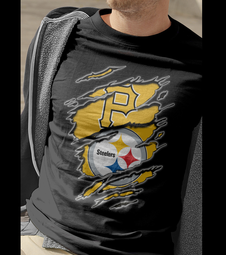 Steelers Pirates Torn Ripped Merge T-Shirt