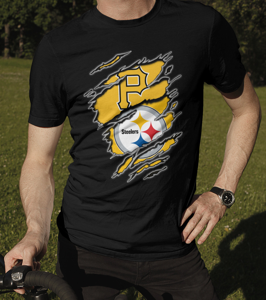 Steelers Pirates Torn Ripped Merge T-Shirt