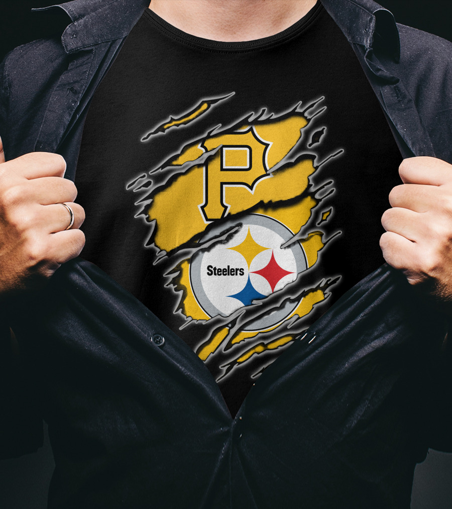 Steelers Pirates Torn Ripped Merge T-Shirt
