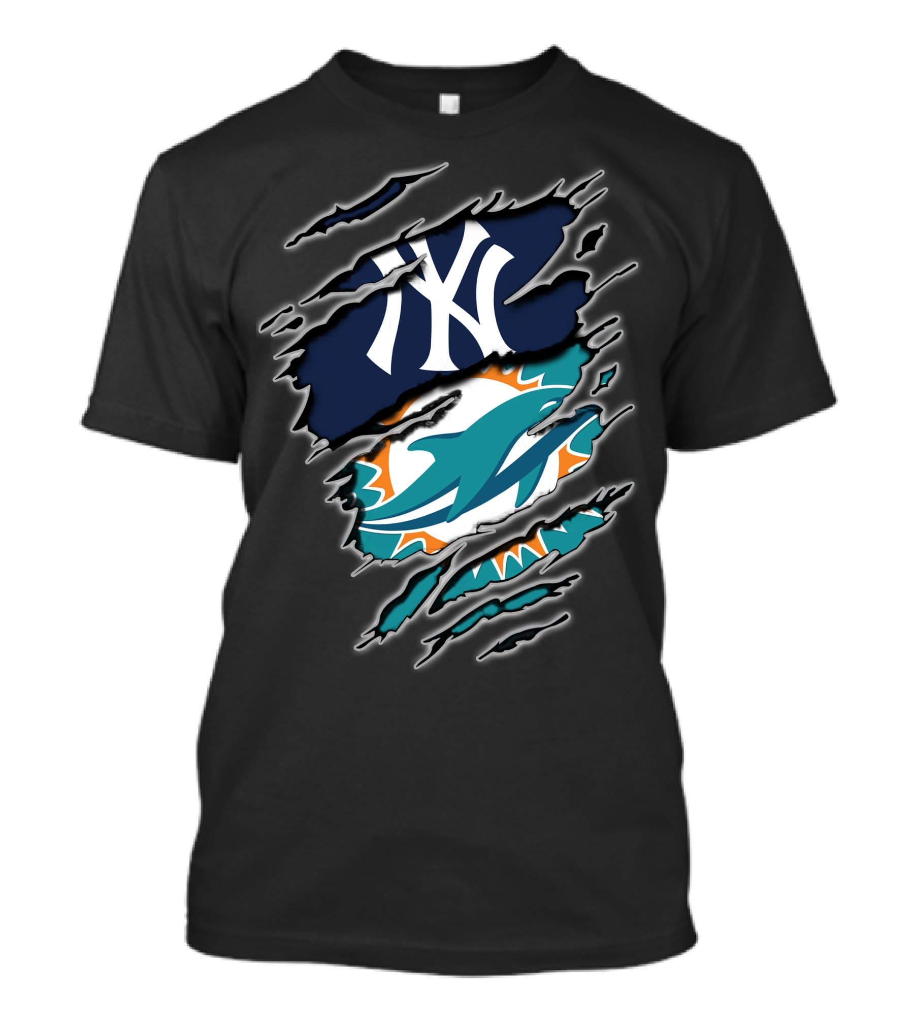 New York Yankees Miami Dolphins Fan Fusion T-Shirt