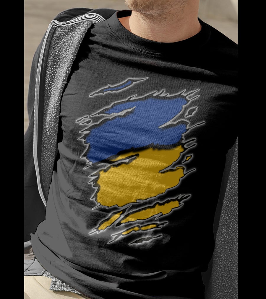 Steelers Cubs15 Blue And Yellow Slashed T-Shirt