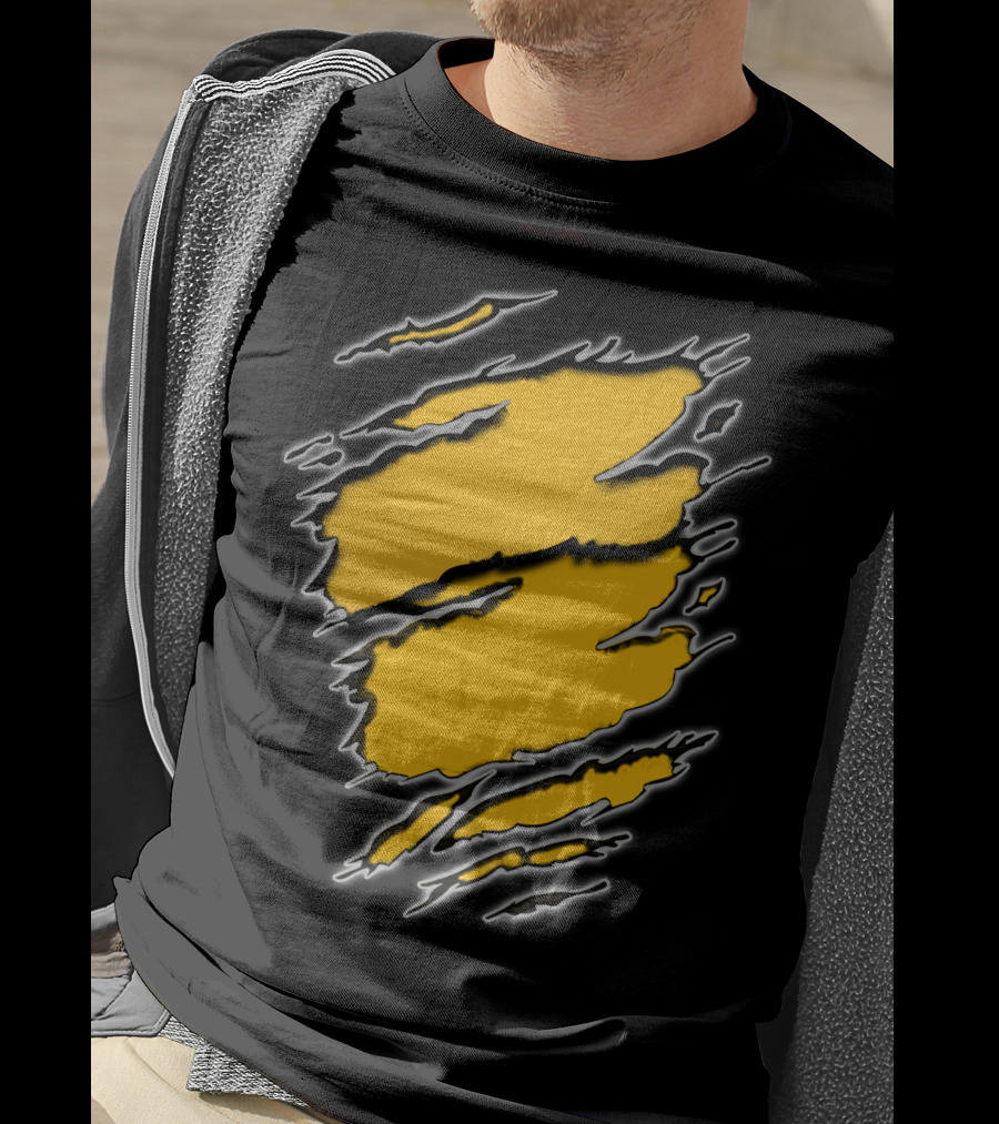 Steelers Pirates16 Fan Gear Torn Ragged Yellow Claw Marks T-Shirt