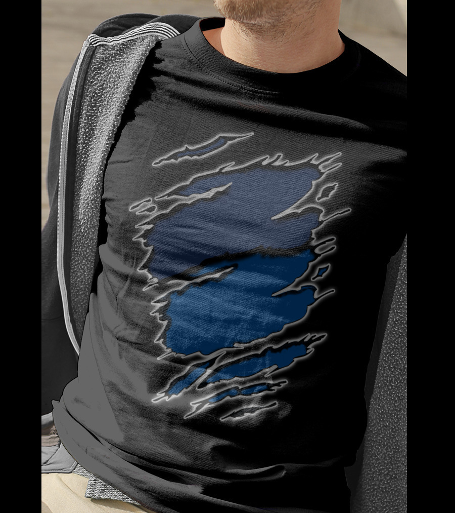 Yan Colts18 Blue And Black Torn T-Shirt