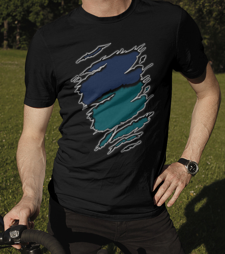 Yan Eagles20 Navy Teal Rip T-Shirt