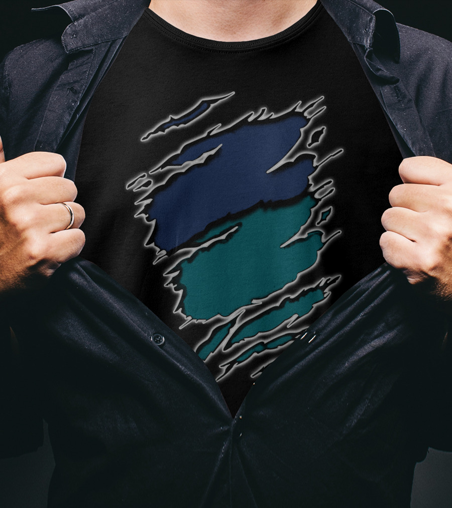 Yan Eagles20 Navy Teal Rip T-Shirt