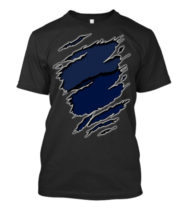 Yan Texans22 Blue Ripped Claw Scratch T-Shirt