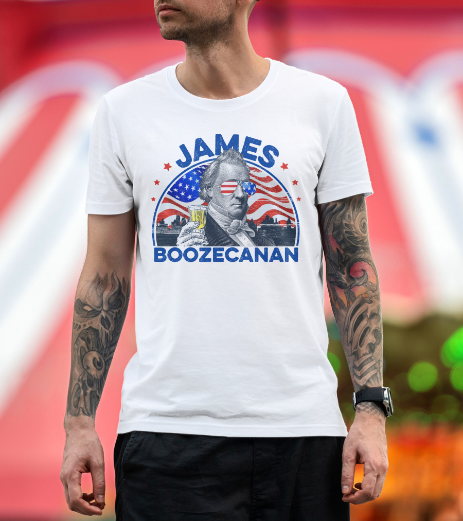 James Boozecanan Patriotic Drink 4th of July American Flag T-Shirt