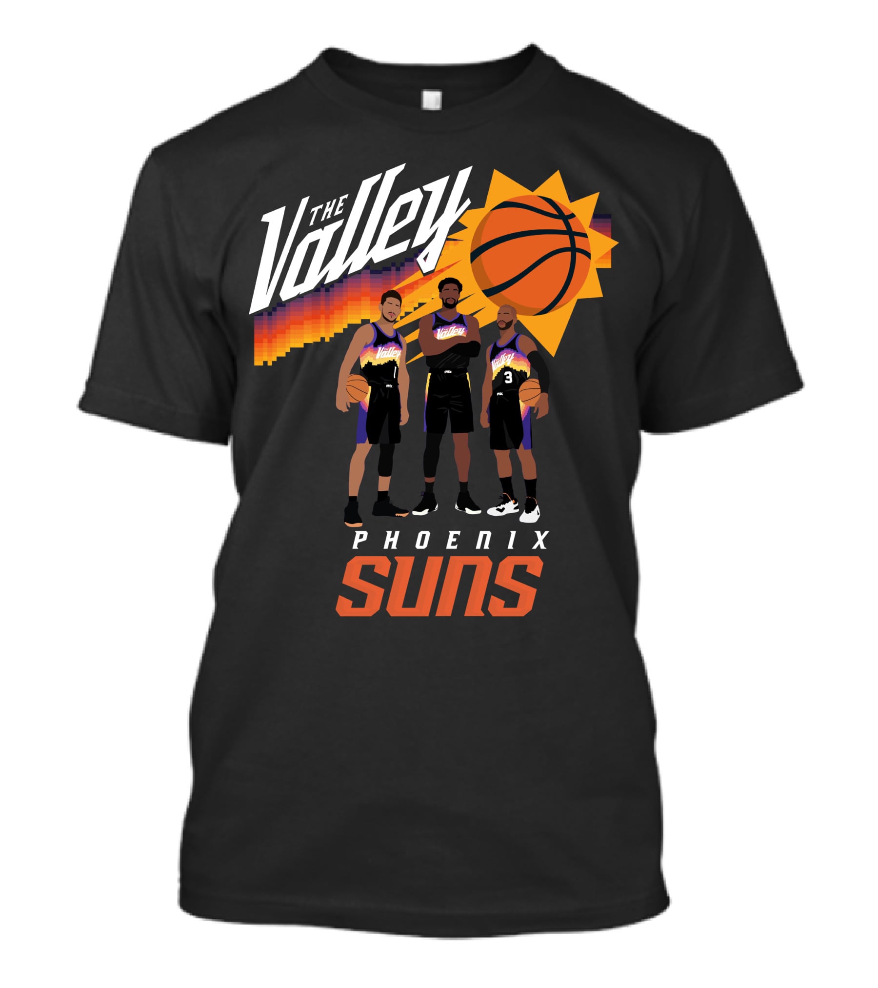 The Valley Phoenix Suns Basketball Trio With Sunburst T-Shirt