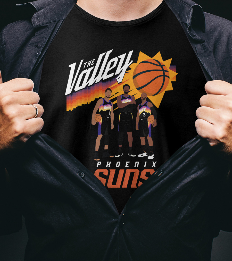 The Valley Phoenix Suns Basketball Trio With Sunburst T-Shirt