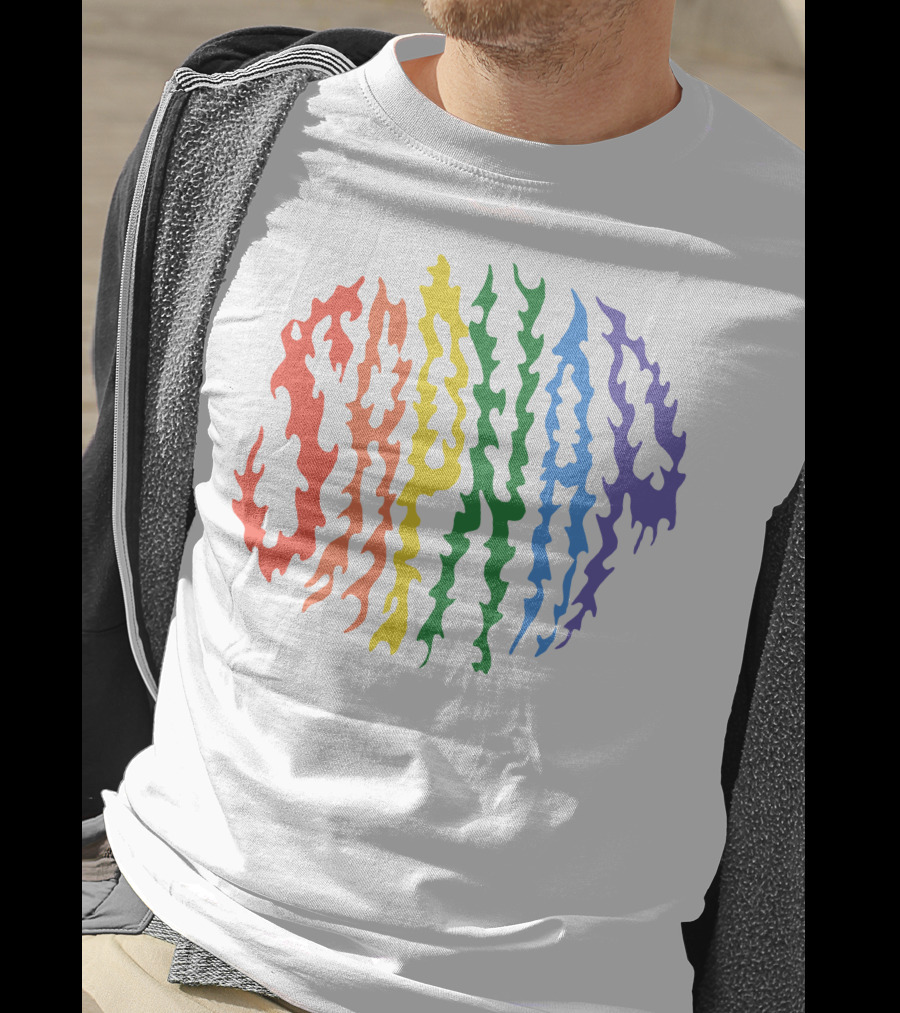 Sapnap Colorful Rainbow Flame Text T-Shirt