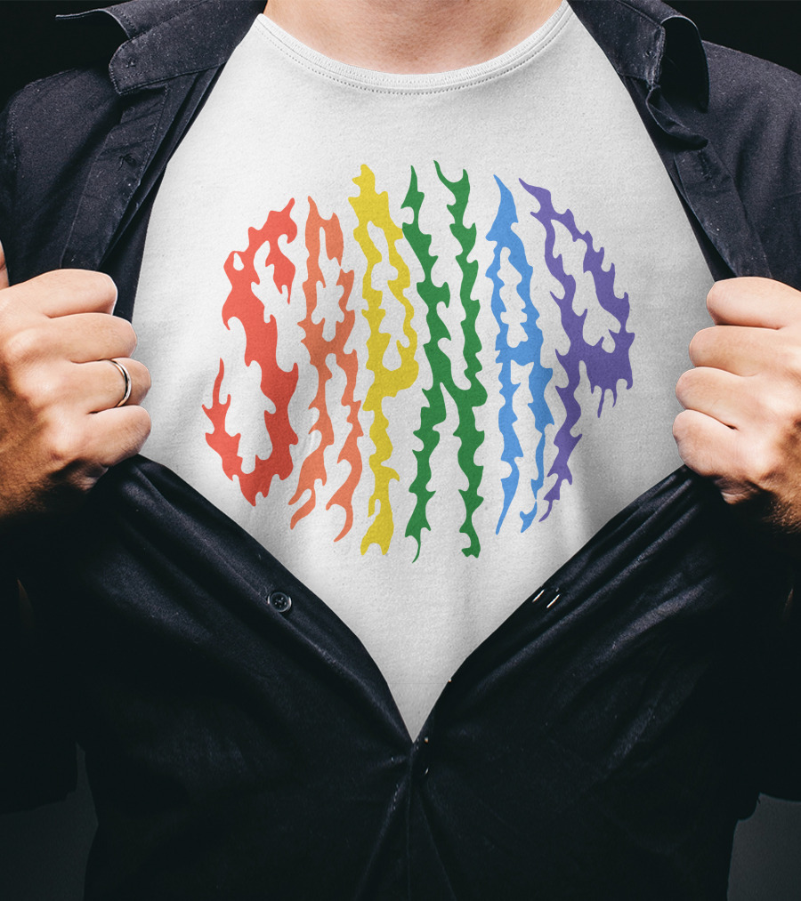 Sapnap Colorful Rainbow Flame Text T-Shirt