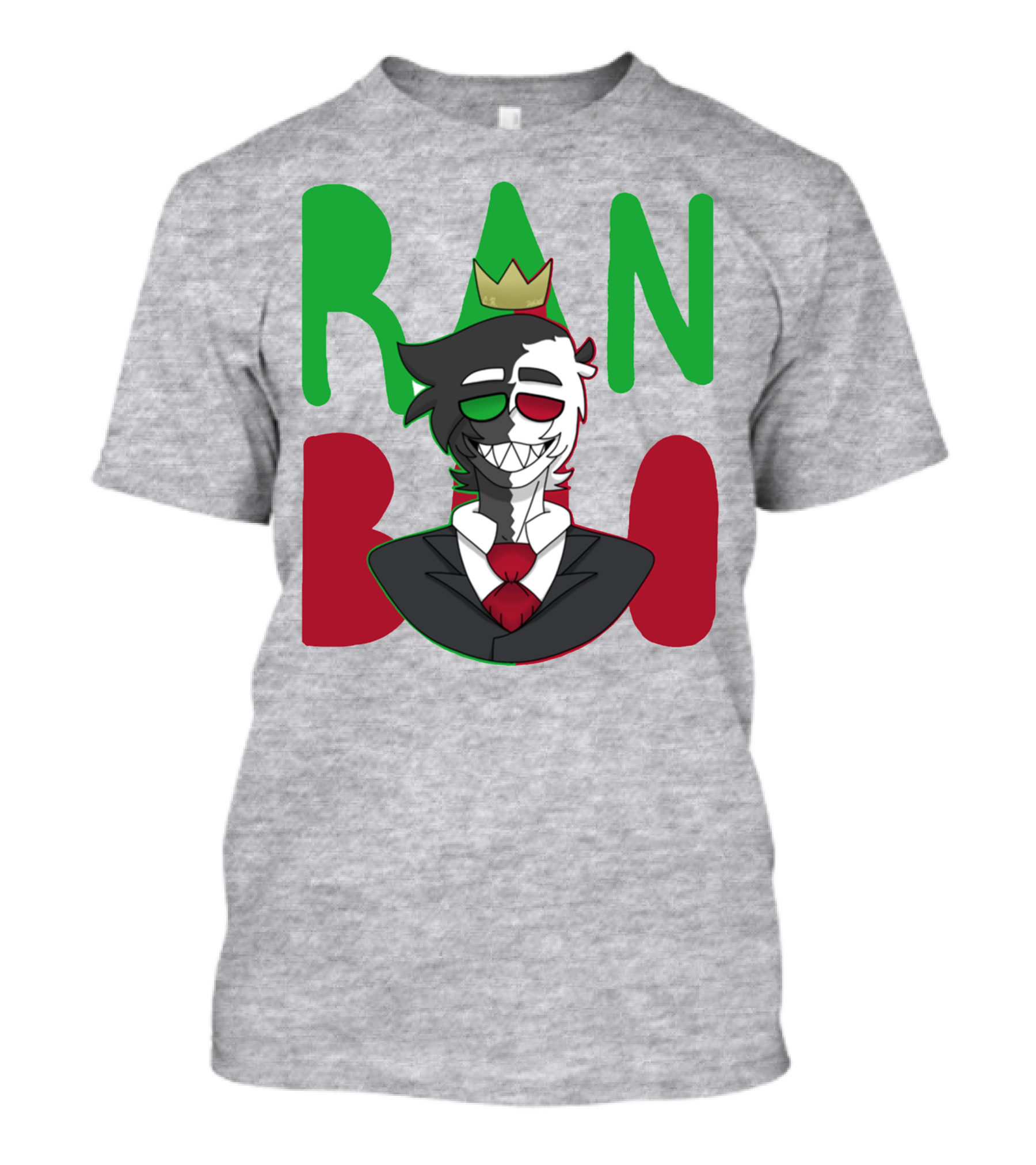 Ranboo Crowned Character In Red Green Black Color Scheme T-Shirt