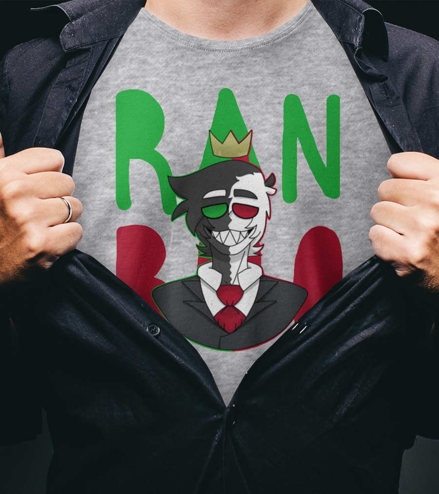 Ranboo Crowned Character In Red Green Black Color Scheme T-Shirt