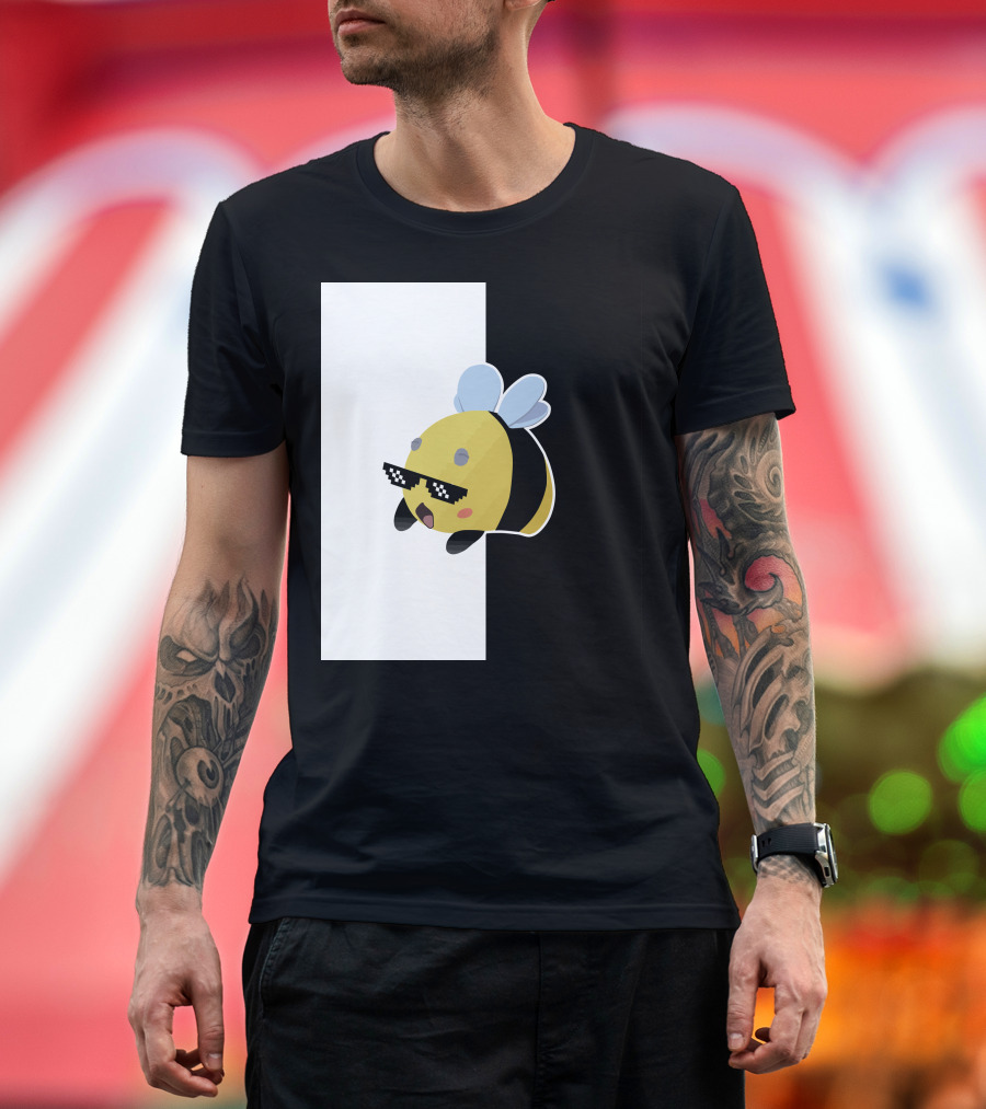 Tubbo And Ranboo Cool Bee Sunglasses Black And White Background T-Shirt