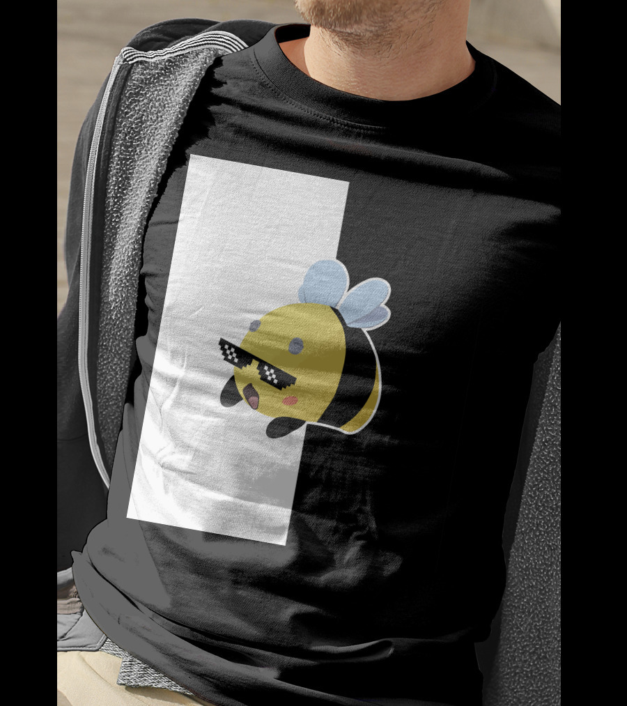 Tubbo And Ranboo Cool Bee Sunglasses Black And White Background T-Shirt