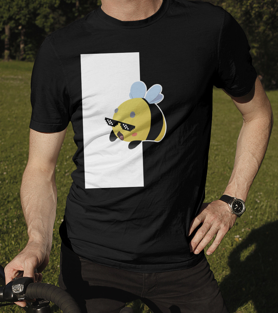 Tubbo And Ranboo Cool Bee Sunglasses Black And White Background T-Shirt