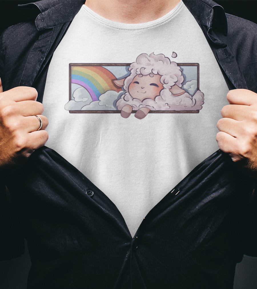 Captain Puffy Merch Cute Sheep Rainbow Clouds T-Shirt