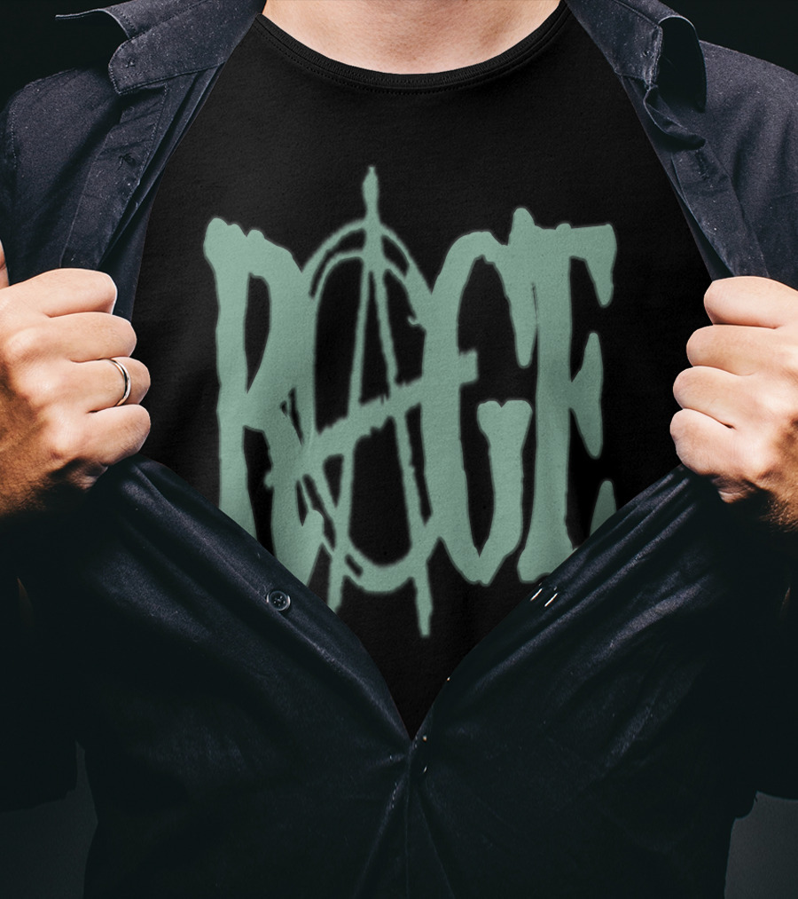 RAGE Anarchy Symbol Text T-Shirt