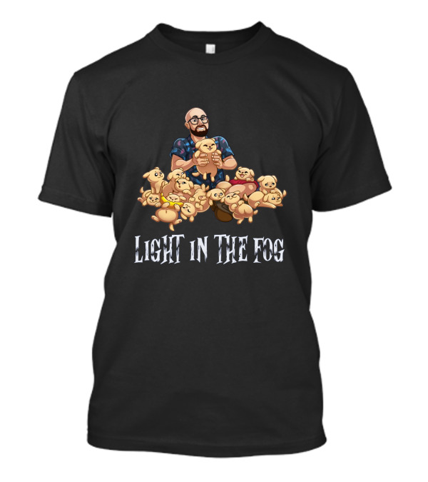 Light In The Fog Event With Cute Dog Plushies And Smiling Person T-Shirt