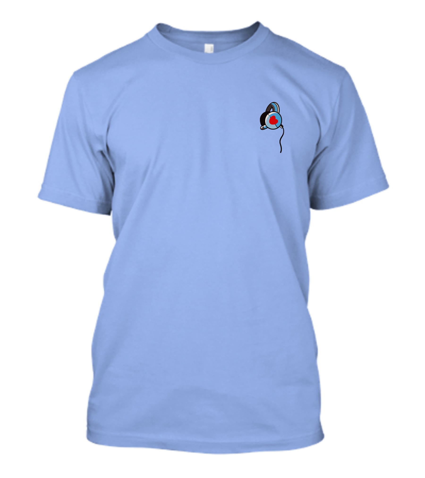 Wallibear Heart Headphones Blue Background T-Shirt