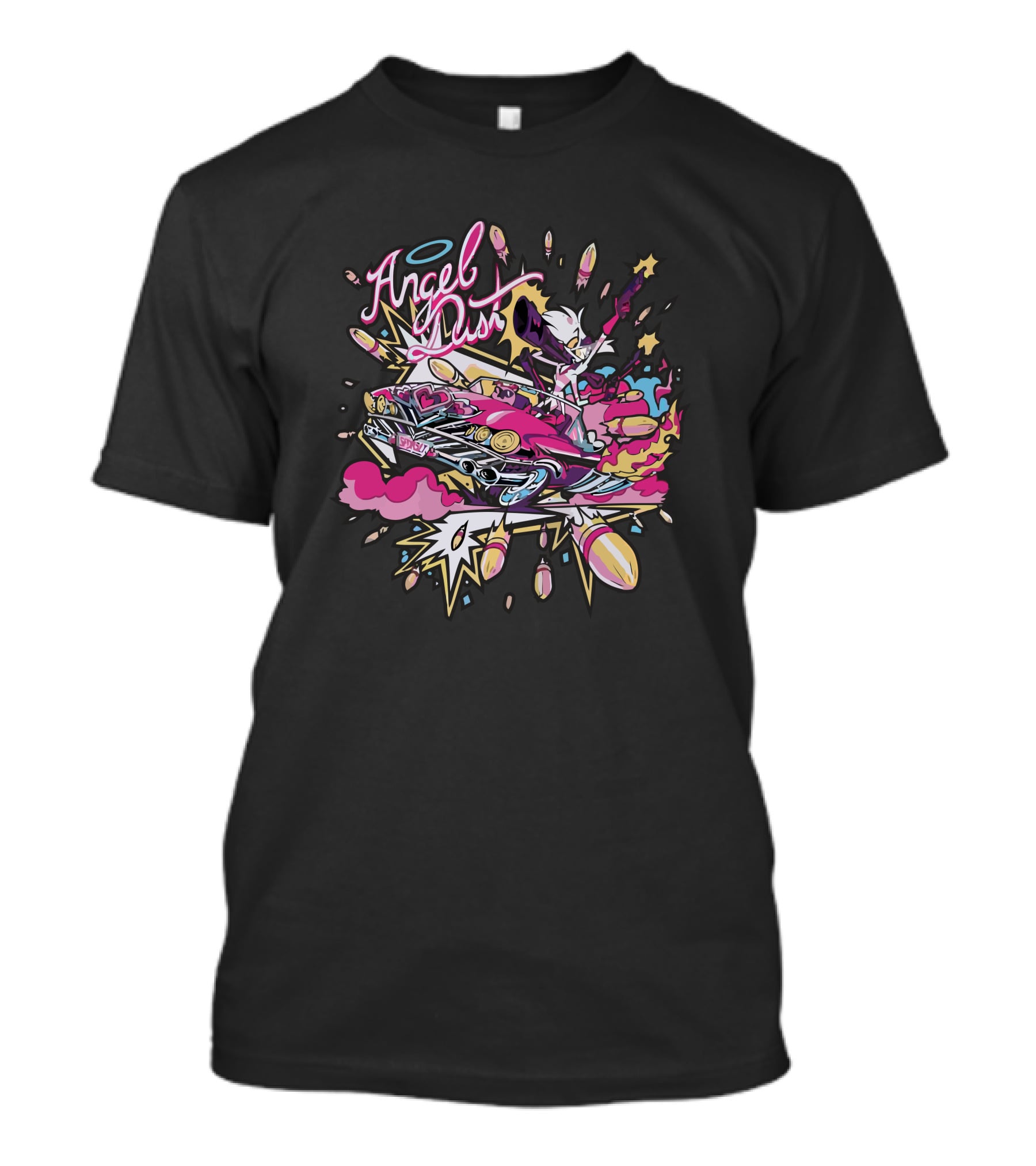 Angel Dust Hazbin Hotel Cartoon Style Action Explosion T-Shirt