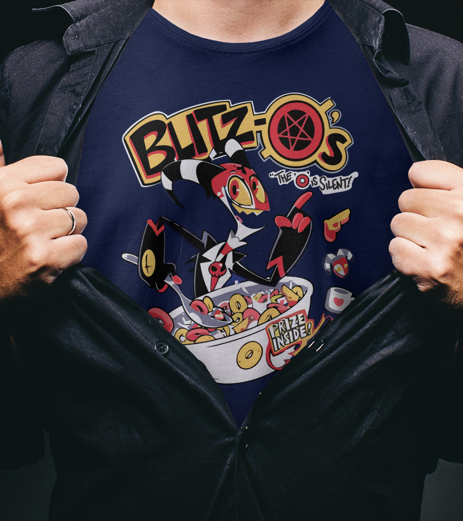 Blitzo's The O Is Silent Prize Inside Cereal Hazbin Hotel Store T-Shirt