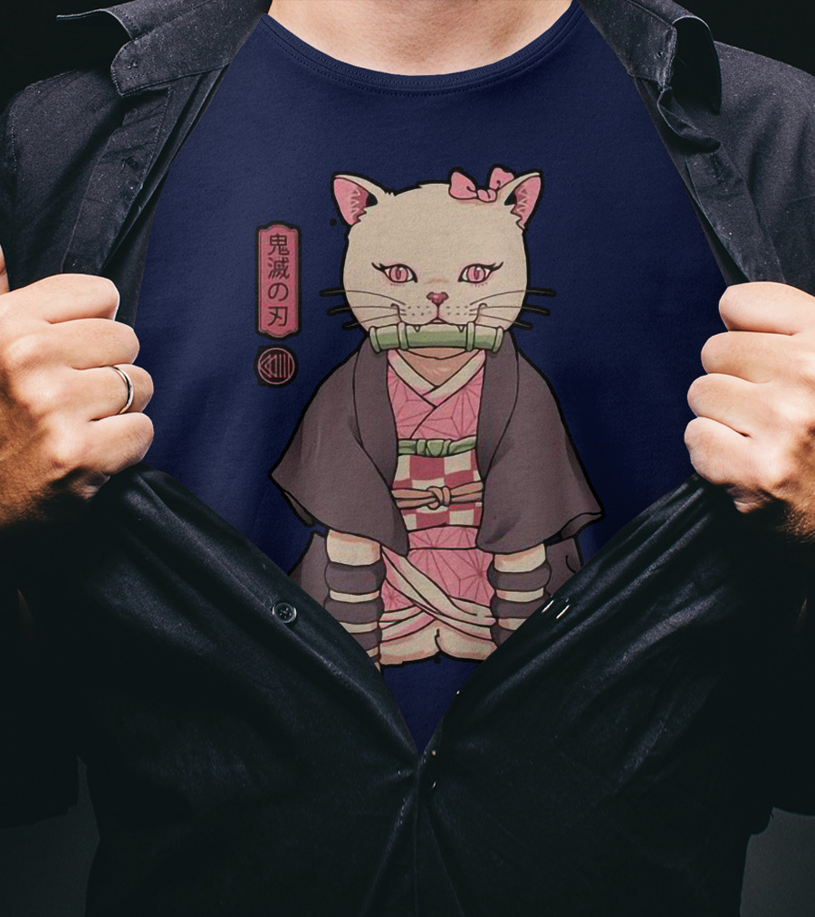 Stolas Store Nezuko Cat Demon Slayer T-Shirt