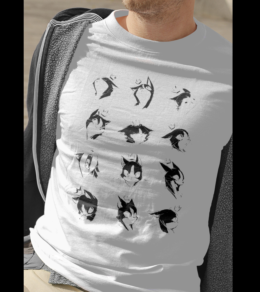 Bibisama BIBI Penguin Faces Sketch T-Shirt